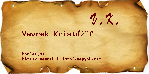 Vavrek Kristóf névjegykártya